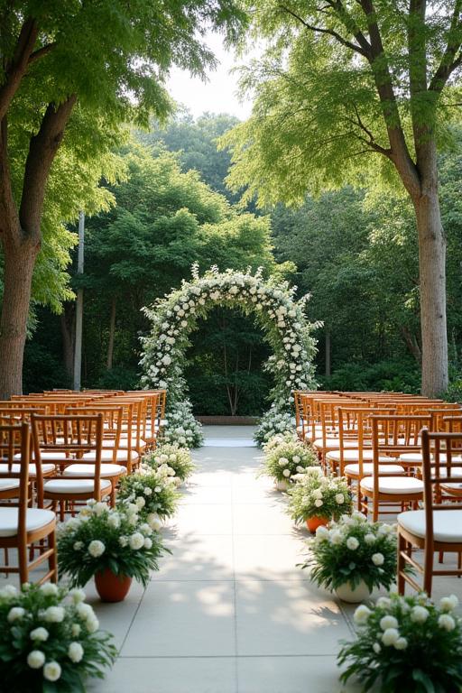 An intimate garden wedding ceremony at Chijmes in Singapore.